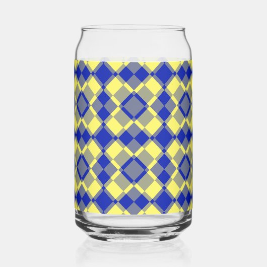 Blue Yellow Checker Argyle Pattern Blikvorm Glas (Achterkant)