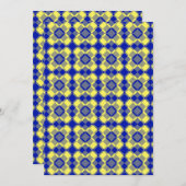 Blue Yellow Checker Argyle Pattern Kaart (Voorkant / Achterkant)