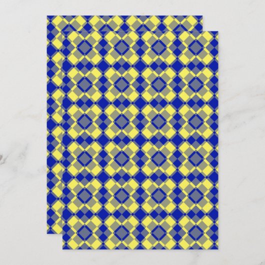 Blue Yellow Checker Argyle Pattern Kaart (Voorkant / Achterkant)