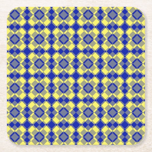 Blue Yellow Checker Argyle Pattern Kartonnen Onderzetters (Voorkant)