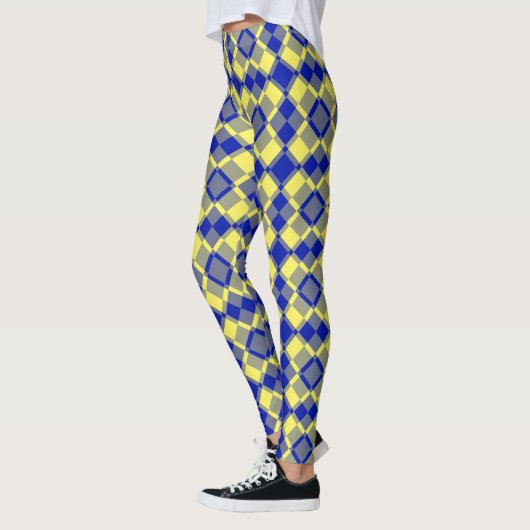 Blue Yellow Checker Argyle Pattern Leggings (Links)