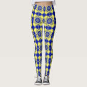 Blue Yellow Checker Argyle Pattern Leggings (Voorkant)