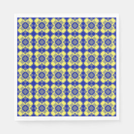 Blue Yellow Checker Argyle Pattern Paper Napkin Servet