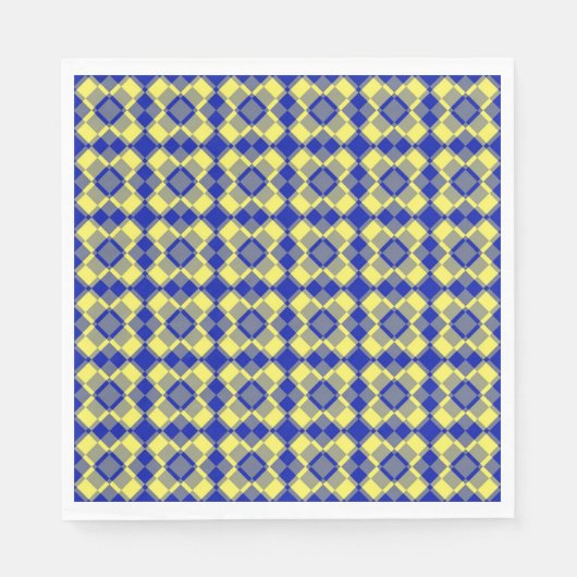 Blue Yellow Checker Argyle Pattern Paper Napkin Servet (Voorkant)