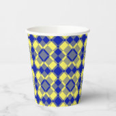 Blue Yellow Checker Argyle Pattern Papieren Bekers (Links)