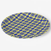 Blue Yellow Checker Argyle Pattern Papieren Bordje (Gekanteld)