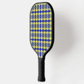 Blue Yellow Checker Argyle Pattern Pickleball Paddle (Links)