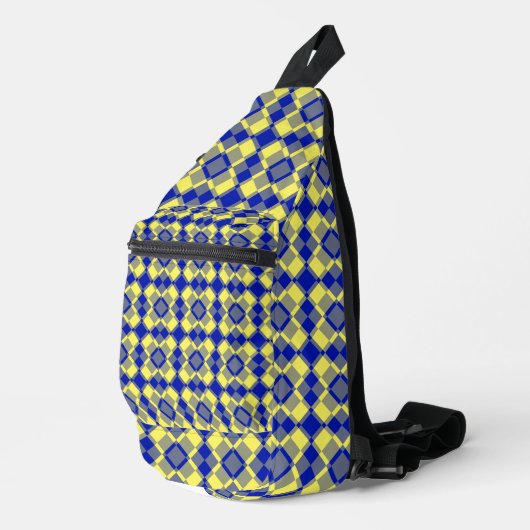 Blue Yellow Checker Argyle Pattern Sling Bag (Rechterhoek)