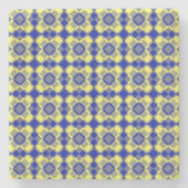 Blue Yellow Checker Argyle Pattern Stenen Onderzetter (Voorkant)