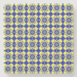 Blue Yellow Checker Argyle Pattern Stenen Onderzetter