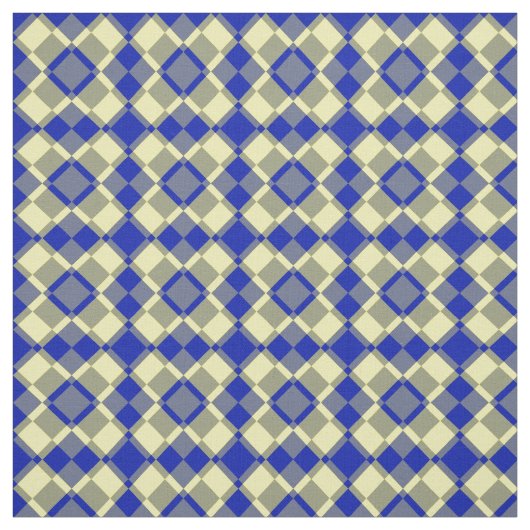 Blue Yellow Checker Argyle Pattern Stof (Swatch)