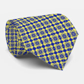 Blue Yellow Checker Argyle Pattern Stropdas (Opgerold)