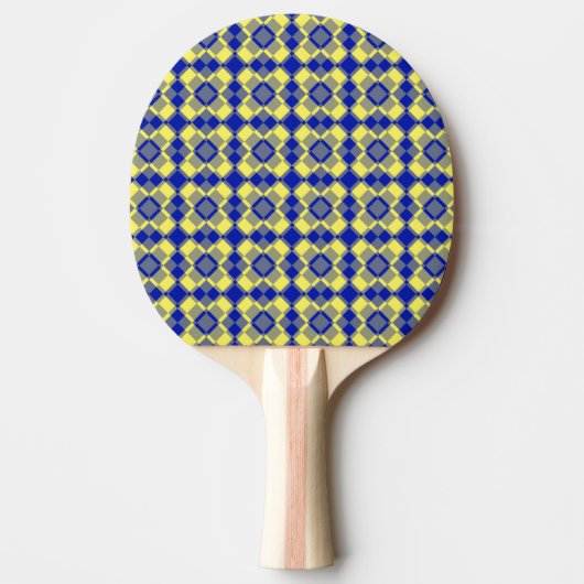 Blue Yellow Checker Argyle Pattern Tafeltennisbatje (Voorkant)