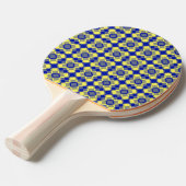 Blue Yellow Checker Argyle Pattern Tafeltennisbatje (Voorkant Gekanteld)