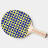 Blue Yellow Checker Argyle Pattern Tafeltennisbatje (Zijkant)