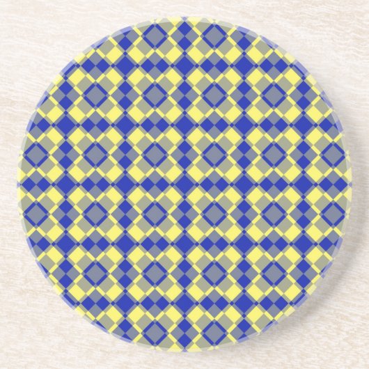 Blue Yellow Checker Argyle Pattern Zandsteen Onderzetter (Voorkant)