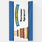 Blue Yellow Chevron Cake Birthday Banner (Verticaal)