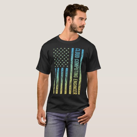 Blue Yellow Cloud Computing Engineer T-shirt (Voorkant volledig)