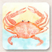 Blue Yellow Crab Watercolor Bier Onderzetter (Voorkant)