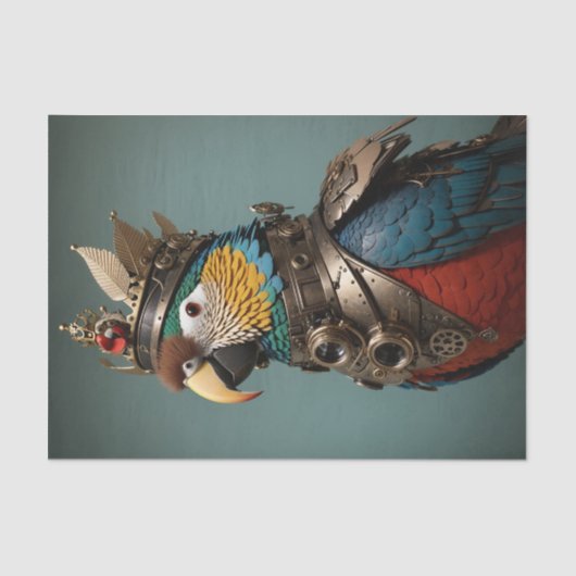 Blue & Yellow Crown Steampunk Parrot Tissuepapier (Voorkant)