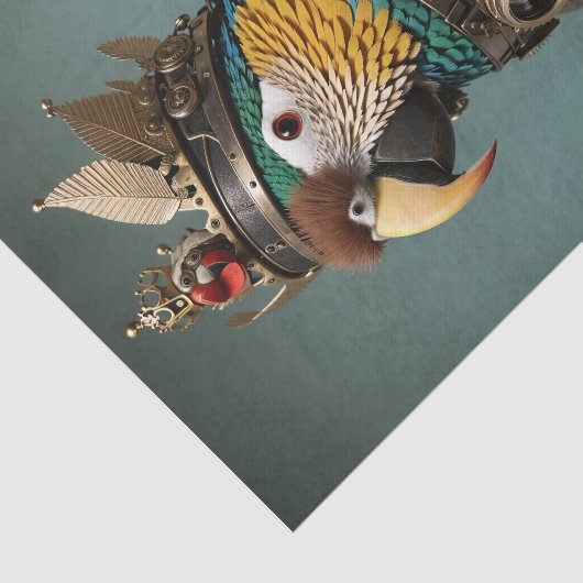 Blue & Yellow Crown Steampunk Parrot Tissuepapier (Detail)
