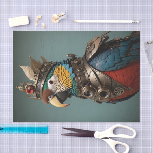  Blue & Yellow Crown Steampunk Parrot Tissuepapier (Craft)