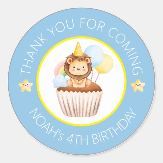 Blue Yellow Cute Watercolor Kids Birthday Sticker (Voorkant)