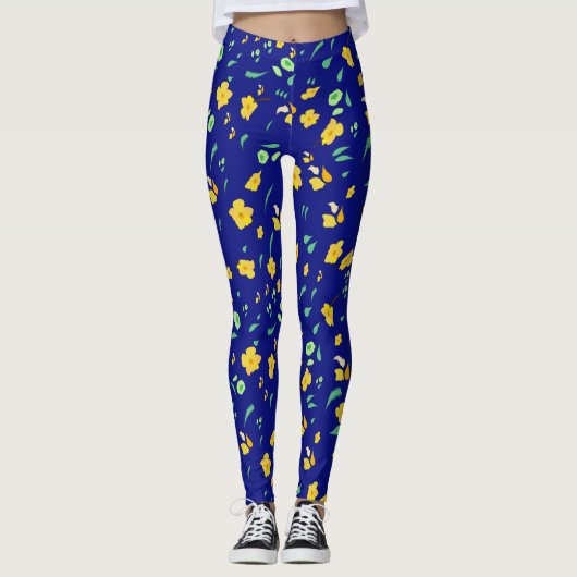 Blue Yellow Daffodil Leggings (Voorkant)