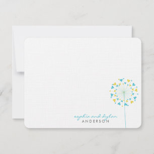 Blue Yellow Dandelions Love Weddenschap Hartelijk  Bedankkaart