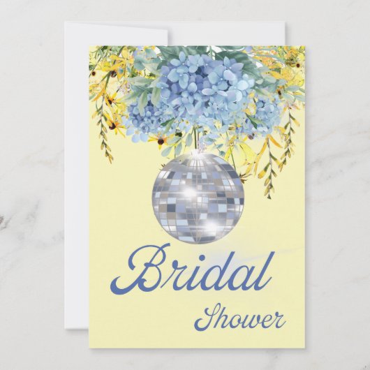 Blue Yellow Floral Disco Vrijgezellenfeest Kaart (Achterkant)