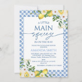 Blue Yellow Floral Lemon Main Squeeze Baby shower Kaart (Voorkant)