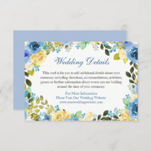 Blue Yellow Floral Wedding Details Kaart