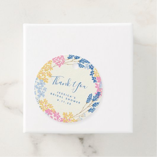 Blue Yellow Flower, aangepast Vrijgezellenfeest Bedankjes Labels (In situ)