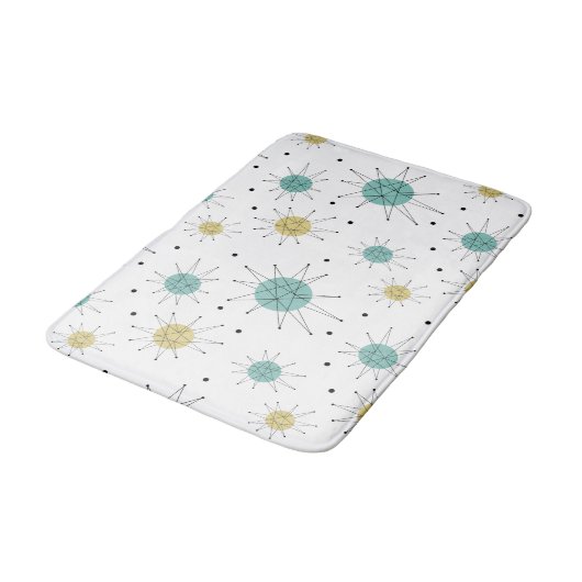 Blue Yellow Franciscan Starburst Mid Century Badmat (Gekanteld)