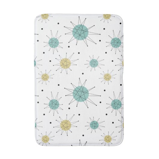 Blue Yellow Franciscan Starburst Mid Century Badmat (Voorkant Verticaal)