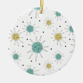 Blue Yellow Franciscan Starburst Mid Century Keramisch Ornament (Voorkant)