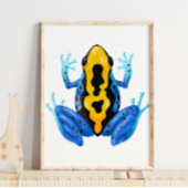 Blue Yellow Frog Digital Print | Frog Wall Print