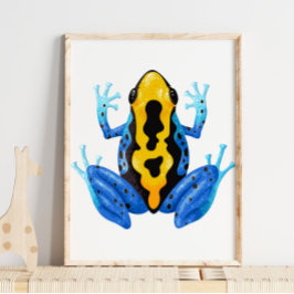 Blue Yellow Frog Digital Print | Frog Wall Print