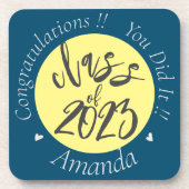 Blue Yellow Gefeliciteerd je hebt het Afstuderen g Bier Onderzetter (Voorkant)