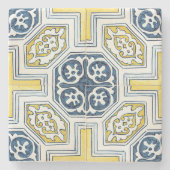 Blue Yellow Geometric Pattern  Stenen Onderzetter (Voorkant)