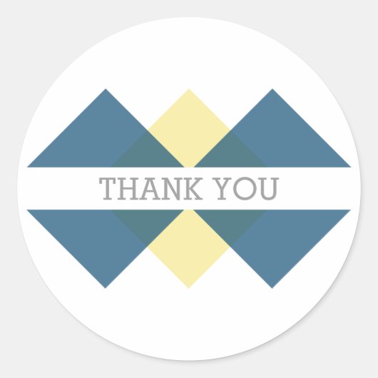 Blue Yellow Geometric Triad Dank u Stickers (Voorkant)