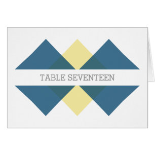Blue Yellow Geometric Triad Table Number Kaart