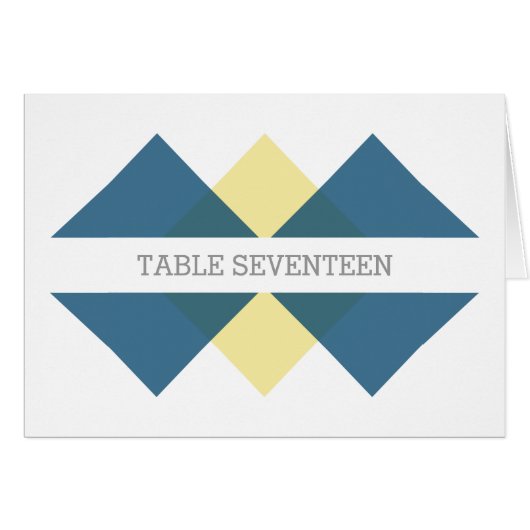 Blue Yellow Geometric Triad Table Number Kaart (Voorkant Horizontaal)
