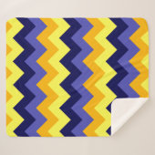 Blue Yellow Gold Chevrons Medium Sherpa Blanket Sherpa Deken (Voorkant (horizontaal))