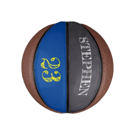 Blue Yellow Gold Personalized Number etching Basketbal (Verticaal)