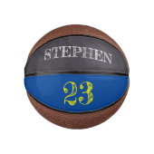 Blue Yellow Gold Personalized Number etching Basketbal (Voorkant)