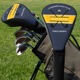 Blue Yellow Golfclub Logo Naam Golfheadcover
