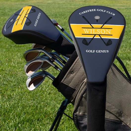 Blue Yellow Golfclub Logo Naam Golfheadcover