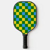 Blue Yellow Green Checkered Pattern Design  Pickleball Paddle (Voorkant)