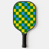 Blue Yellow Green Checkered Pattern Design  Pickleball Paddle (Achterkant)